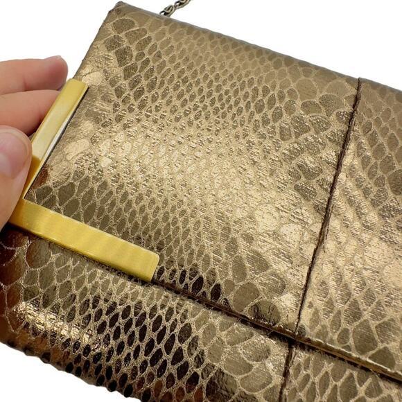 Kate Landry gold snake print small shoulder bag - Picture 2 of 6